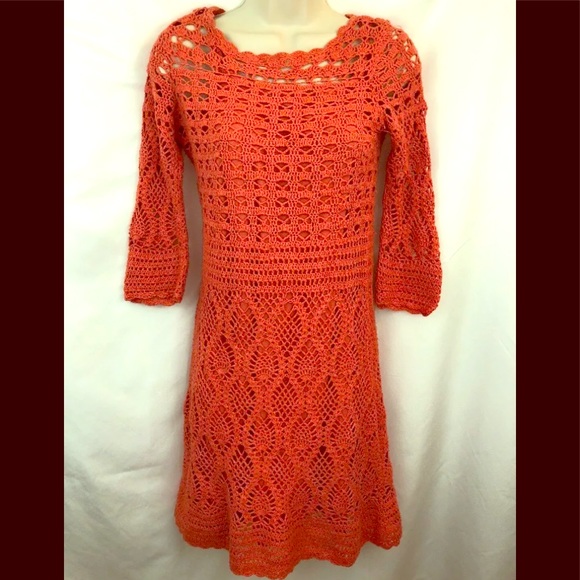 Maggy London Womens Coral Eyelet Dress Sz M - Picture 1 of 7